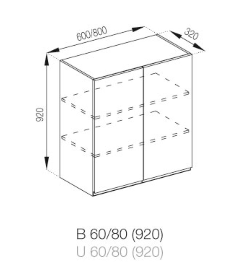 Верхня кухонна шафка 80 (h-920) Тіна