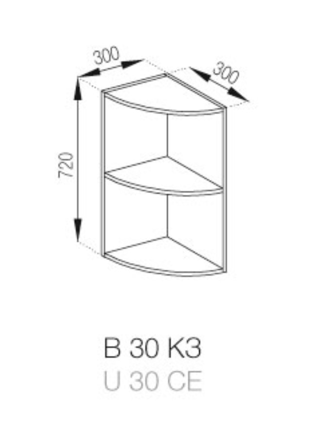 Верхня кухонна шафка В 30КЗ (h-720) Тіна