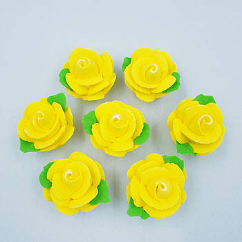 Набір цукрових прикрас Slado Троянди середні жовті — 7 шт