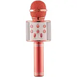 Ручне бездротове караоке WS-858 Караоке на блютузі Bluetooth USB-мікрофон Рожевий-Золотий й, фото 4
