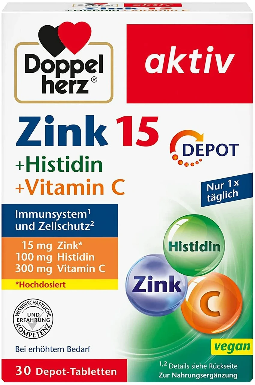 Вітаміни Доппельгерц Цинк+Гістидин+вітамін С Doppelherz Zink+Histidin+Vitamin C