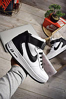 Зимние мужские кроссовки Nike Air Force Mid White Black Termo белые с черным