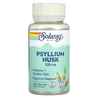 Псилліум 525 мг Solaray Psyllium Husk Подорожник мелене лушпиння насіння 100 капсул
