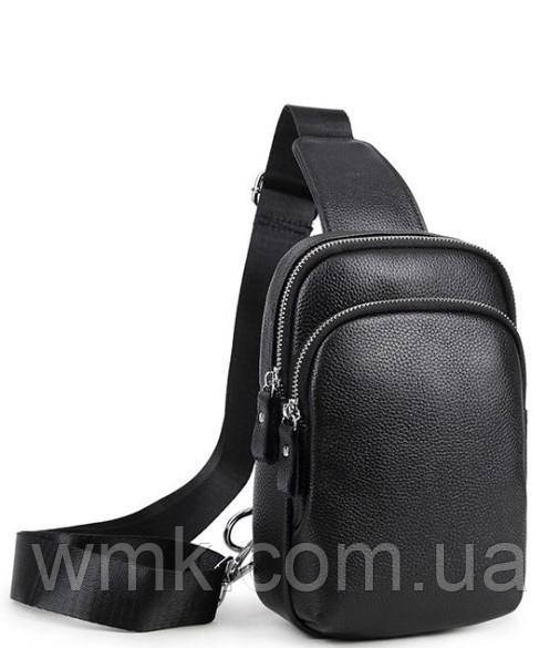 Чоловічий чорний шкіряний слінг на плече Tiding Bag A25F-1922A