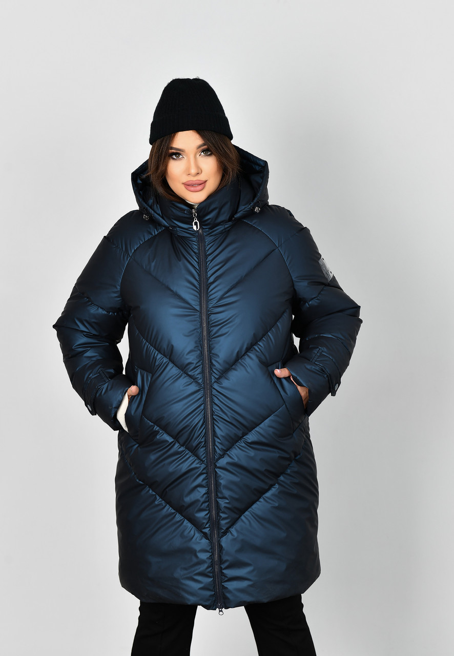 Гарне зимове пальто з плащової тканини з водовідштовхувальним ефектом і утепленням, великих розмірів від 44 до 54