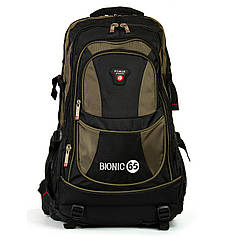 Рюкзак туристичний на 65 литрів зелений мійський тканинний чоловічий нейлон 40х65х25 см Power In Eavas 1036