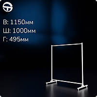 Стойка L 1000мм, кв. 20х20мм, белая. Стойка вешалка для одежды, разборная. Торговая стойка рейл для вещей