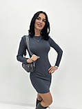 🔖 Тепле плаття в рубчик, що облягає | Сукня однотонна, демісезон, м'який трикотаж | Норма, фото 2