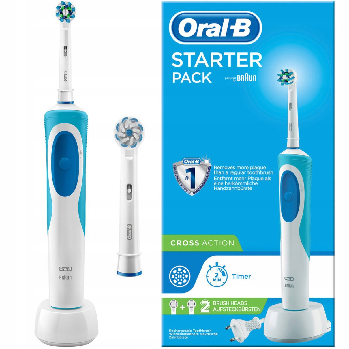 Электрическая зубная щетка Oral b Braun Vitality D12 ( 2 насадки в комплекте) - фото 1 - id-p1269908479