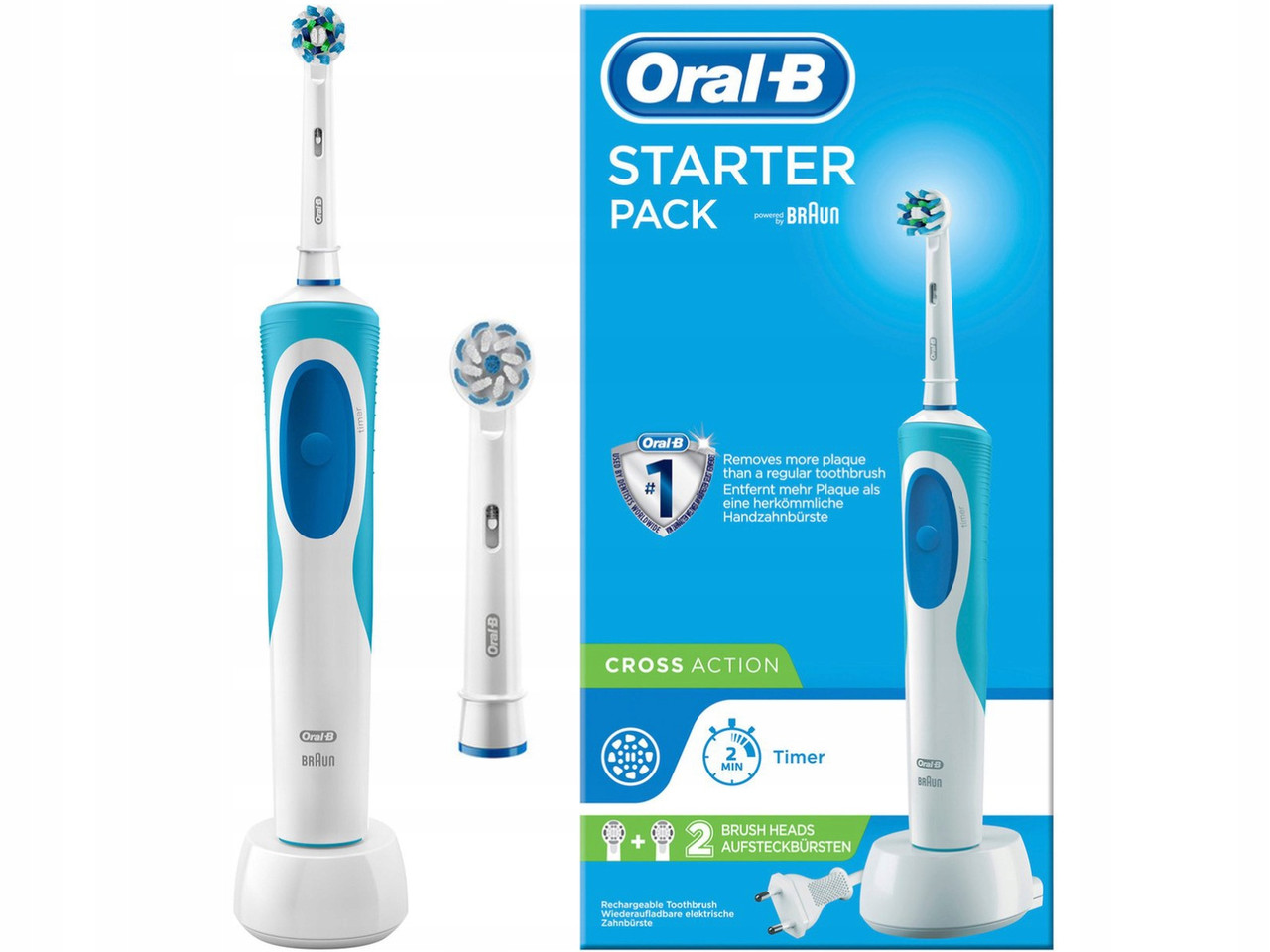 Электрическая зубная щетка Oral b Braun Vitality D12 ( 2 насадки в комплекте) - фото 2 - id-p1269908479