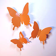 Наклейки на стену 12 шт 3D бабочек светло-коричневый Б130