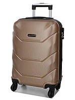 Дорожный пластиковый чемодан на 4 колесах MADISSON размер S ручная кладь четырехколесный чемодан мини шампань