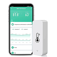 Умный WI-FI датчик температуры и влажности Tuya TH01, работает с Алисой, Alexa, Google, 2*AAA