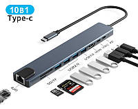 Док-станция 10-in-1 Type-C (HDMI 4K/USB3.0 x1/USB2.0 x3/RJ45 Gigabit/Type-C DATA/Type-C PD/MicroSD/SD) STLab