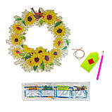 Алмазна мозаїка Віночок із соняшників, підвісний, 30х30 см. (HHE26387), фото 2