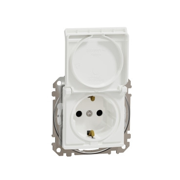 Розетка із заземлюючим контактом зі шторками та кришкою IP44 Schneider Electric Sedna Design (колір - білий)