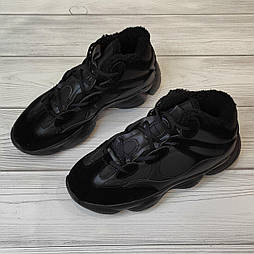 Чоловічі зимові замшеві чорні кросівки на хутрі у 41 розмірі