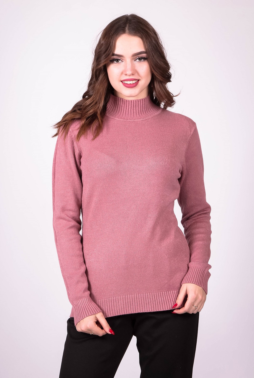 Гольф светр жіночий пудровий модний теплий із довгими рукавами ангора Актуаль 92038