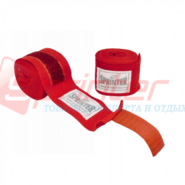 Бинти боксерська бавовна, 4 м червона "Sprinter", фото 1