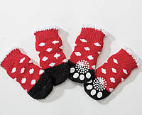 Носки для собак с нескользящими накладками "RED AND BLACK" Size S