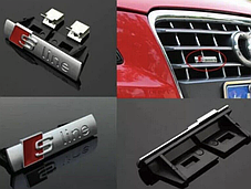 Емблема для решітки радіатора S-line AUDI (Ауді) - Чорний Матт 72 х 16 мм, фото 3