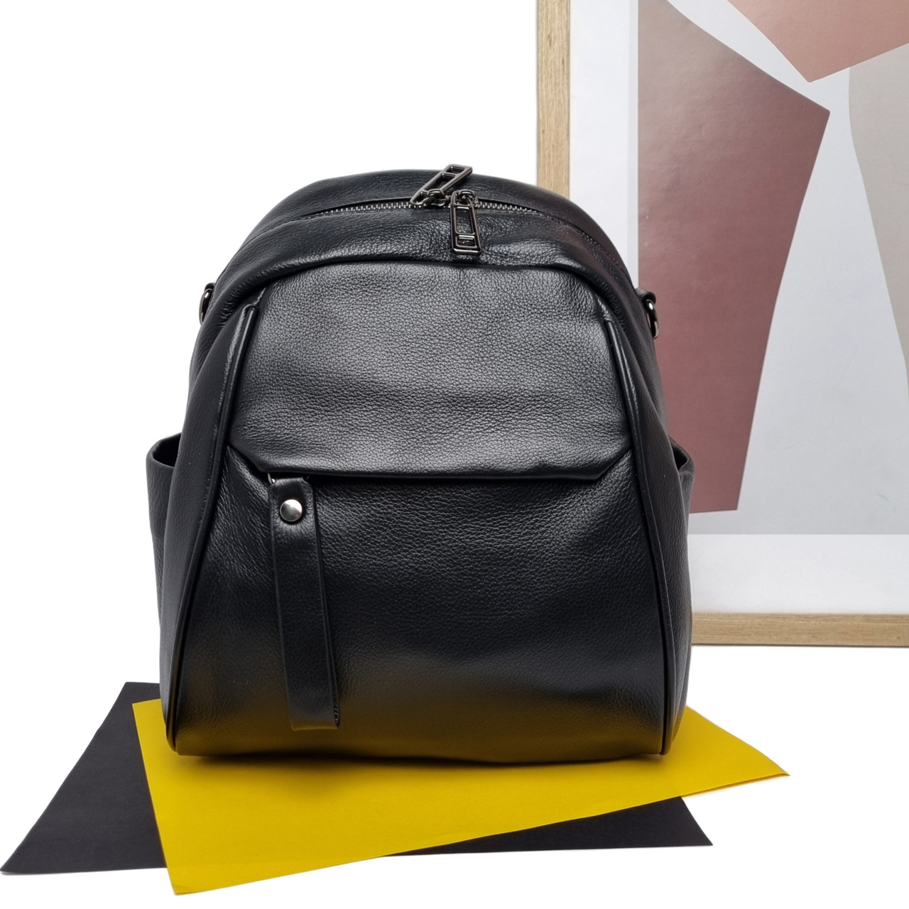 Сумка рюкзак жіноча натуральна шкіра чорний Арт.668 black VIVAVERBA Україна - (Китай)