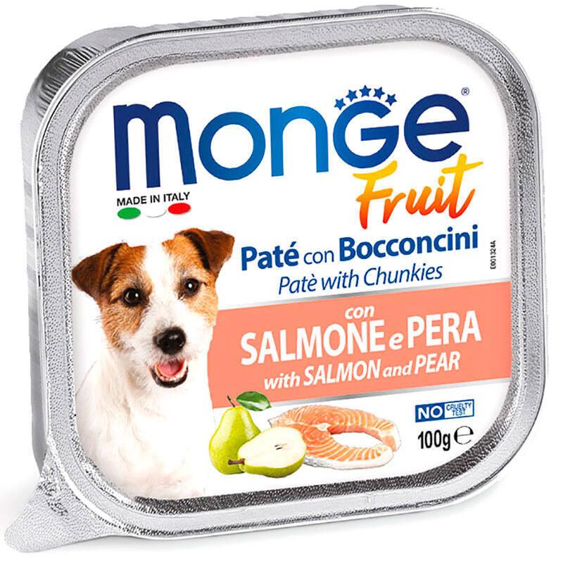 Monge DOG FRUIT Ніжний паштет з лососем і шматочками груші для собак 100г