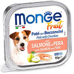 Monge DOG FRUIT Ніжний паштет з лососем і шматочками груші для собак 100г