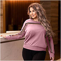 Жіноча блуза великих розмірів зі вставками із сітки. Жіночі кофти, туніки р-48-62 чорна