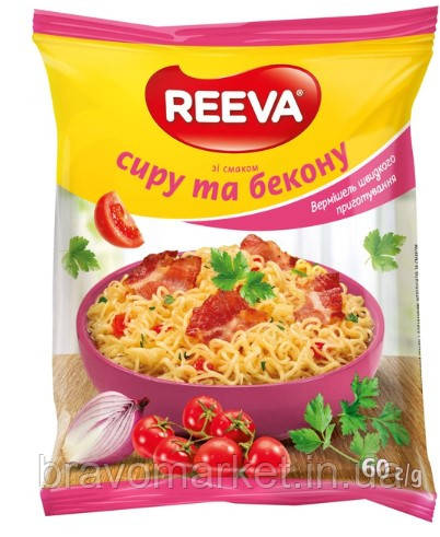 Вермішель з сиром та беконом 60г Reeva, фото 1