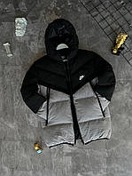 Теплая дутая куртка мужская Nike Найк чорно-серого цвета, водоотталкивающая XL