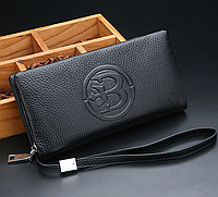 Мужской кожаный клатч кошелек Feidikabolo с отделом для телефона черный 1454