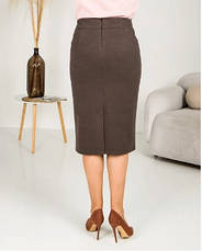 Спідниця жіноча тепла "Деліка" із трикотажної тканини шоколадного кольору розміри 46, 50, 52, 54., фото 5