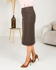 Спідниця жіноча тепла "Деліка" із трикотажної тканини шоколадного кольору розміри 46, 50, 52, 54., фото 2