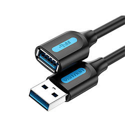 USB кабель подовжувач USB на USB Vention Extension Cable charging data (1m, 5 Gbit/s, OTG, USB 3.0, 2A). Black