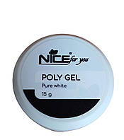 Полигель (акригель) для наращивания и укрепления ногтей Poly Gel Nice for you Pure White 15 мл