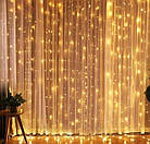 Гірлянда штора Водоспад 3х2 М 192 LED, світлодіодна новорічна гірлянда, Штора підлога теплий - білий колір, фото 2