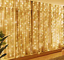Гірлянда штора Waterfall 3х2 м 192 LED, світлодіодна новорічна гірлянда, Штора підлога теплий - білий колір, фото 7