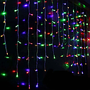 Гірлянда штора Водоспад 3х2 м 192 LED (длина 4 м), світлодіодна новорічна гірлянда, Штора в підлогу - різнокольорова, фото 2