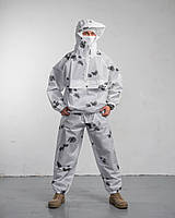 Маскировочный костюм зимний клякса водонепроницаемый, маскхалат зимний для военных