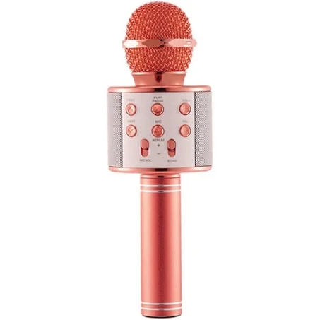 Ручний мікрофон для мкузики WS-858 Портативне караоке для дітей Bluetooth USB-мікрофон Рожево-Золотистий