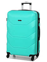 Средний чемодан дорожный на 4 колесах пластиковый MADISSON размер М четырехколесный мятный чемодан средний
