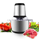 Кухонний подрібнювач 1200 Вт універсальний харчовий чоппер з металевою чашею на 1.7 л, фото 3
