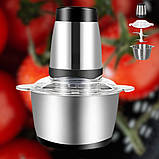 Кухонний подрібнювач 1200 Вт універсальний харчовий чоппер з металевою чашею на 1.7 л, фото 2