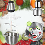 Кухонний подрібнювач 1200 Вт універсальний харчовий чоппер з металевою чашею на 1.7 л, фото 4