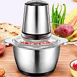 Кухонний подрібнювач 1200 Вт універсальний харчовий чоппер з металевою чашею на 1.7 л, фото 6