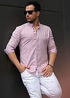 Турецька сорочка кольору пудра тканина як льон L XXL 15-91-703