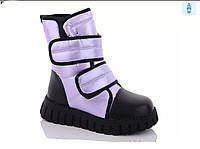 Зимові дитячі черевики для дівчинки на липучках