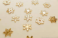 Набор зеркальных золотых снежинок - подвески на елку, для создания гирлянды 10 штук