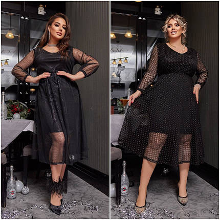 Шикарна сукня з сіткою батальне, фото 1